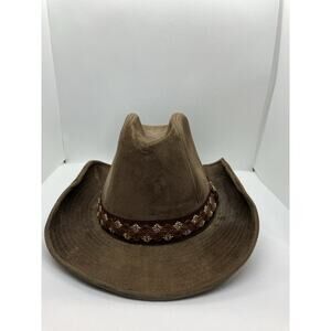 YA Western Style Cowboy Hat Brown Felt Band Sz: Med 6 3/4-6 7/8